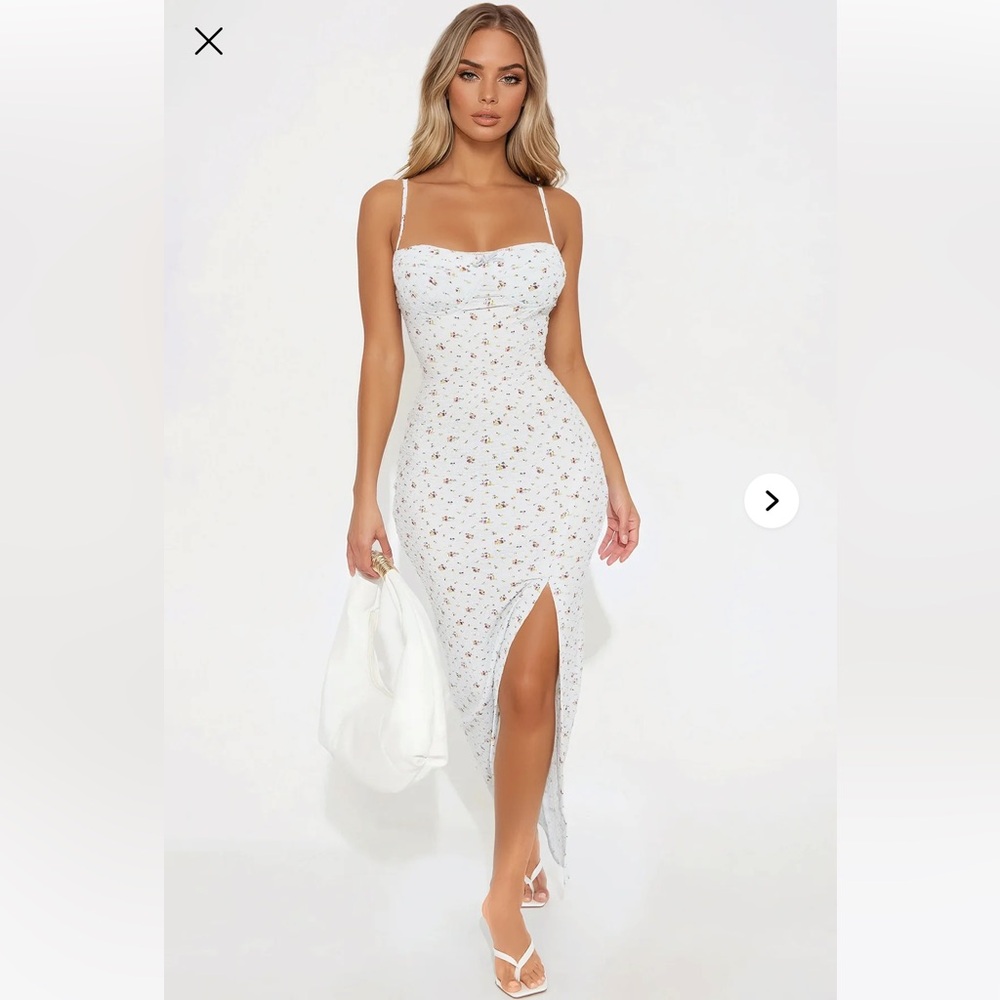 Fashion Nova So Cute Floral Maxi Dress - Light Blue